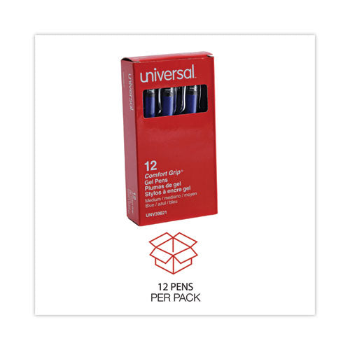 Image of Universal Gel Pen, Stick, Medium 0.7 Mm, Blue Ink, Silver/blue Barrel, Dozen