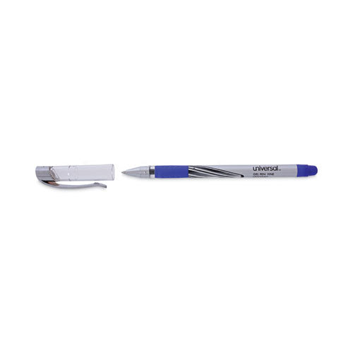 Image of Universal Gel Pen, Stick, Medium 0.7 Mm, Blue Ink, Silver/blue Barrel, Dozen