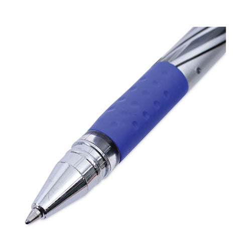 Image of Universal Gel Pen, Stick, Medium 0.7 Mm, Blue Ink, Silver/blue Barrel, Dozen