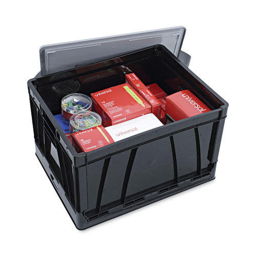 Image of Universal® Collapsible Crate, Letter/legal Files, 17.25" X 14.25" X 10.5", Black/gray, 2/pack
