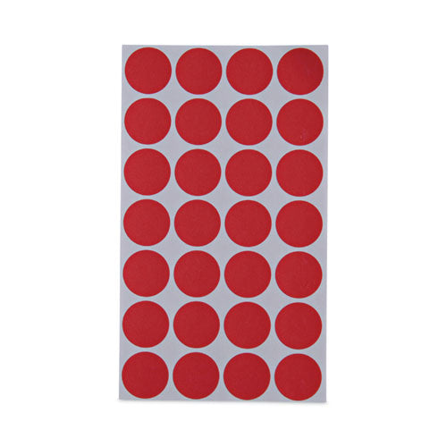 Image of Universal® Self-Adhesive Removable Color-Coding Labels, 0.75" dia, Red, 28/Sheet, 36 Sheets/Pack