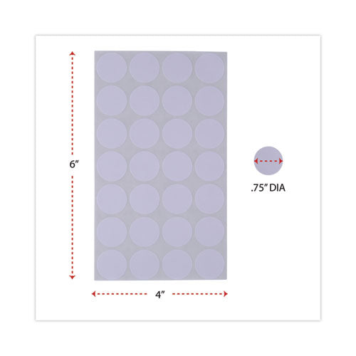 Image of Universal® Self-Adhesive Removable Color-Coding Labels, 0.75" dia, White, 28/Sheet, 36 Sheets/Pack