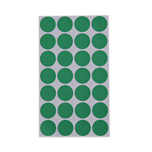 Image of Universal® Self-Adhesive Removable Color-Coding Labels, 0.75" dia, Green, 28/Sheet, 36 Sheets/Pack