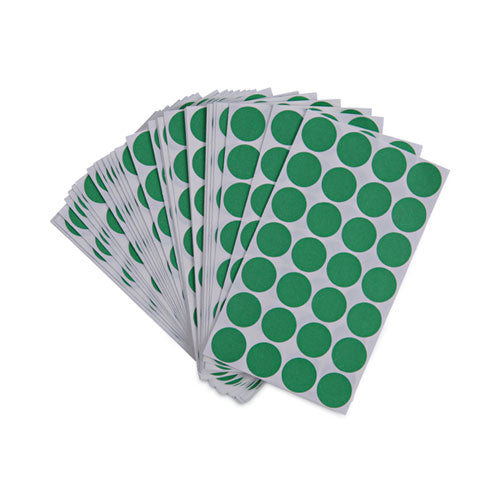 Image of Universal® Self-Adhesive Removable Color-Coding Labels, 0.75" dia, Green, 28/Sheet, 36 Sheets/Pack