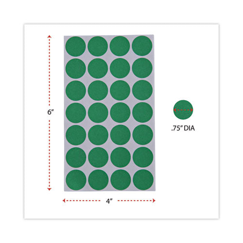Image of Universal® Self-Adhesive Removable Color-Coding Labels, 0.75" dia, Green, 28/Sheet, 36 Sheets/Pack