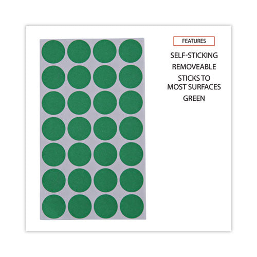 Image of Universal® Self-Adhesive Removable Color-Coding Labels, 0.75" dia, Green, 28/Sheet, 36 Sheets/Pack
