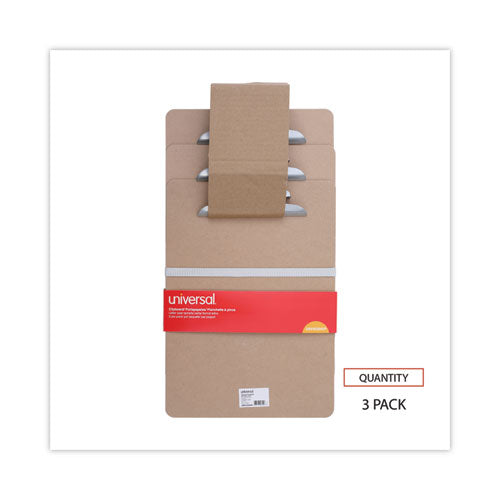 Image of Universal® Hardboard Clipboard, 1.25" Clip Capacity, Holds 8.5 x 11 Sheets, Brown, 3/Pack