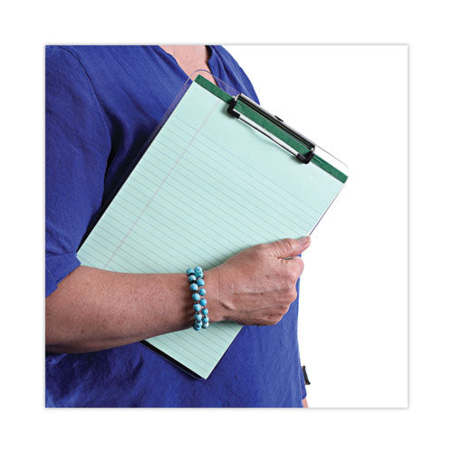 Image of Universal® Plastic Clipboard with Low Profile Clip, 0.5" Clip Capacity, Holds 8.5 x 11 Sheets, Clear