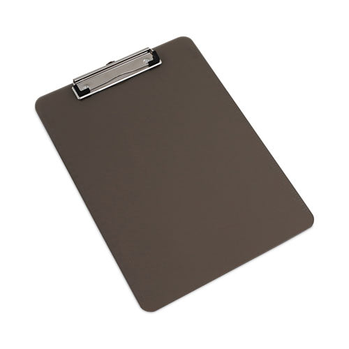Image of Universal® Plastic Clipboard with Low Profile Clip, 0.5" Clip Capacity, Holds 8.5 x 11 Sheets, Translucent Black
