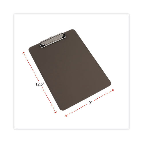 Image of Universal® Plastic Clipboard with Low Profile Clip, 0.5" Clip Capacity, Holds 8.5 x 11 Sheets, Translucent Black