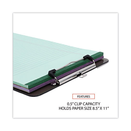 Image of Universal® Plastic Clipboard with Low Profile Clip, 0.5" Clip Capacity, Holds 8.5 x 11 Sheets, Translucent Black