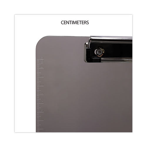 Image of Universal® Plastic Clipboard with Low Profile Clip, 0.5" Clip Capacity, Holds 8.5 x 11 Sheets, Translucent Black