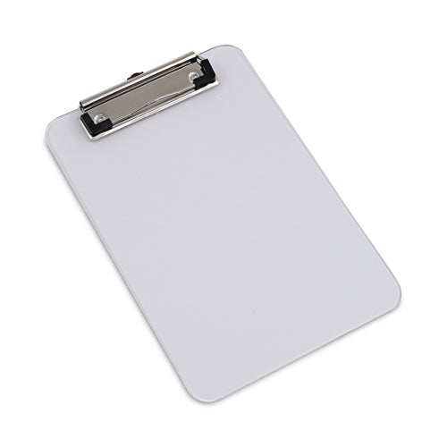 Image of Universal® Plastic Clipboard with Low Profile Clip, 0.5" Clip Capacity, Holds 5 x 8 Sheets, Clear