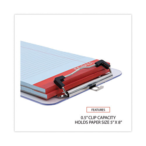 Image of Universal® Plastic Clipboard with Low Profile Clip, 0.5" Clip Capacity, Holds 5 x 8 Sheets, Clear