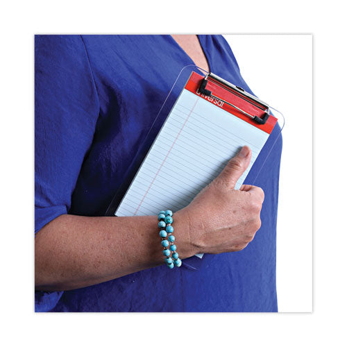 Image of Universal® Plastic Clipboard with Low Profile Clip, 0.5" Clip Capacity, Holds 5 x 8 Sheets, Clear