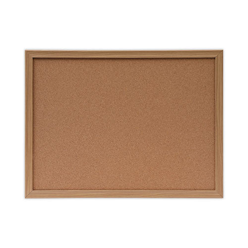 Image of Universal® Cork Board with Oak Style Frame, 24" x 18", Tan Surface, Oak Finished Wood Frame