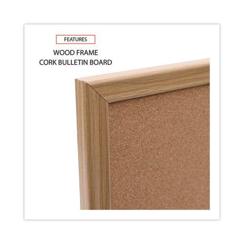 Image of Universal® Cork Board with Oak Style Frame, 24" x 18", Tan Surface, Oak Finished Wood Frame