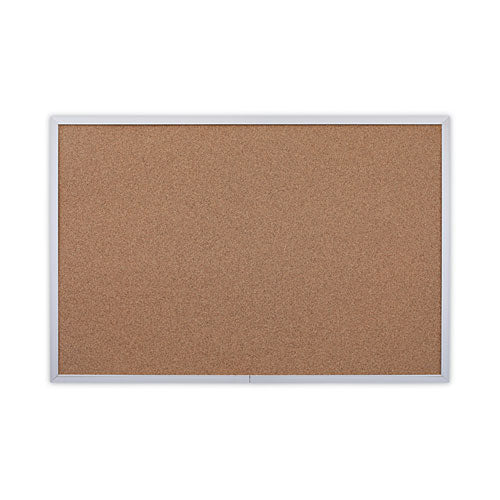 Image of Universal® Cork Bulletin Board, 36" x 24", Tan Surface, Satin Aluminum Frame