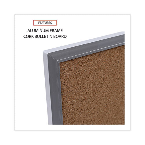 Image of Universal® Cork Bulletin Board, 36" x 24", Tan Surface, Satin Aluminum Frame