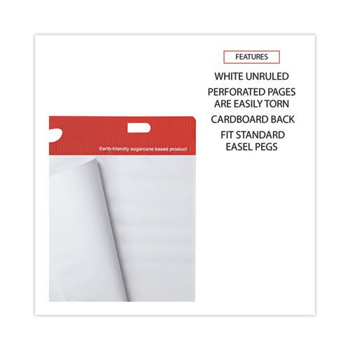 Image of Universal® Renewable Resource Sugarcane Based Easel Pads, Unruled, 27 x 34, White, 50 Sheets, 2/Carton