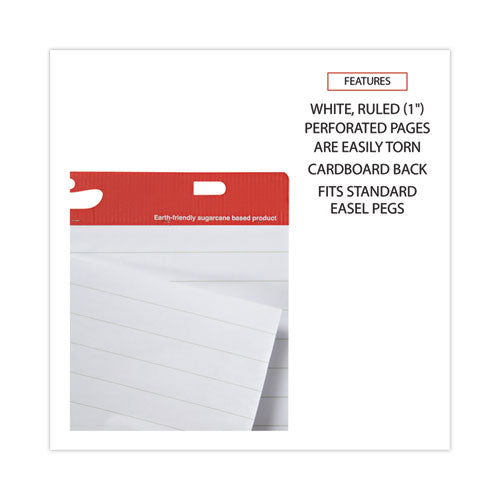 Image of Universal® Renewable Resource Sugarcane Based Easel Pads, Presentation Format (1" Rule), 27 x 34, White, 50 Sheets, 2/Carton