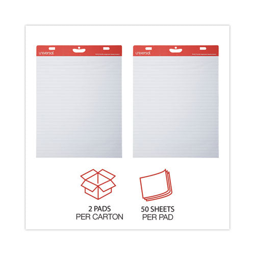 Image of Universal® Renewable Resource Sugarcane Based Easel Pads, Presentation Format (1" Rule), 27 x 34, White, 50 Sheets, 2/Carton
