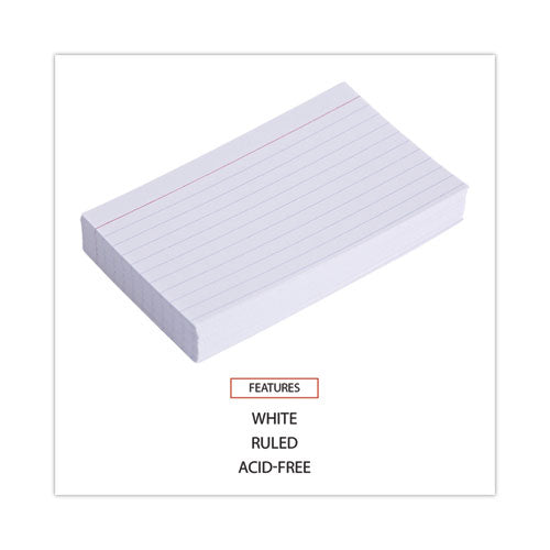 Image of Universal® Ruled Index Cards, 3 X 5, White, 100/pack