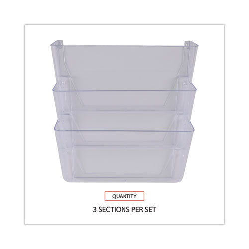 Image of Universal® Wall Files, 3 Sections, Letter Size, 13" x 4" x 14", Clear, 3/Set