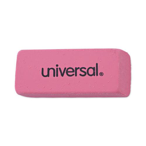 Image of Universal® Bevel Block Erasers, For Pencil Marks, Slanted-Edge Rectangular Block, Large, Pink, 20/Pack