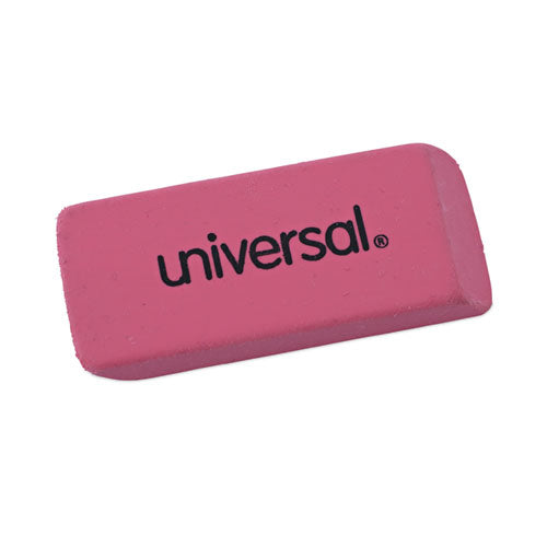 Image of Universal® Bevel Block Erasers, For Pencil Marks, Slanted-Edge Rectangular Block, Large, Pink, 20/Pack
