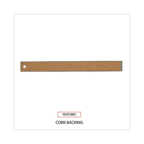 Image of Universal® Stainless Steel Ruler With Cork Back And Hanging Hole, Standard/metric, 12" Long