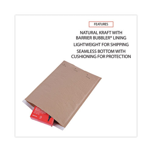 Image of Universal® Natural Self-Seal Cushioned Mailer, #5, Barrier Bubble Air Cell Cushion, Self-Adhesive Closure, 10.5 x 16, Kraft, 80/Carton