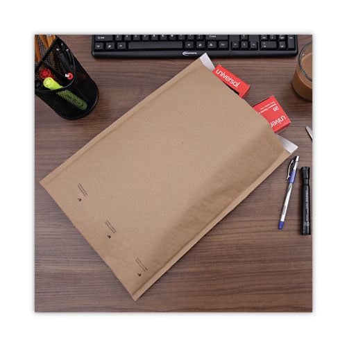 Image of Universal® Natural Self-Seal Cushioned Mailer, #5, Barrier Bubble Air Cell Cushion, Self-Adhesive Closure, 10.5 x 16, Kraft, 80/Carton