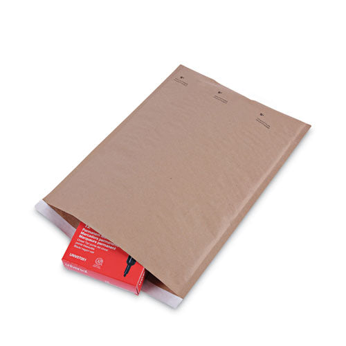 Image of Universal® Natural Self-Seal Cushioned Mailer, #5, Barrier Bubble Air Cell Cushion, Self-Adhesive Closure, 10.5 x 16, Kraft, 80/Carton