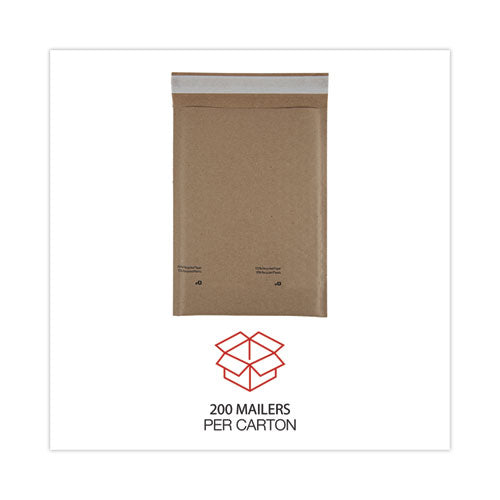 Image of Universal® Natural Self-Seal Cushioned Mailer, #0, Barrier Bubble Air Cell Cushion, Self-Adhesive Closure, 6 x 10, Kraft, 200/Carton