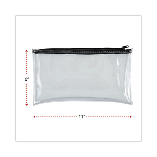Image of Universal® Zippered Wallets/cases, Leatherette Pu, 11 X 6, Clear/black, 2/pack