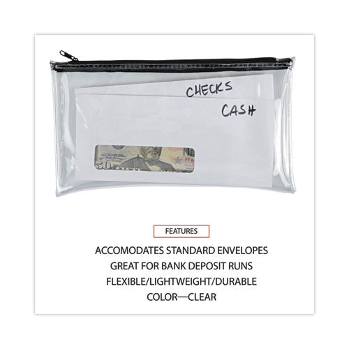 Image of Universal® Zippered Wallets/cases, Leatherette Pu, 11 X 6, Clear/black, 2/pack