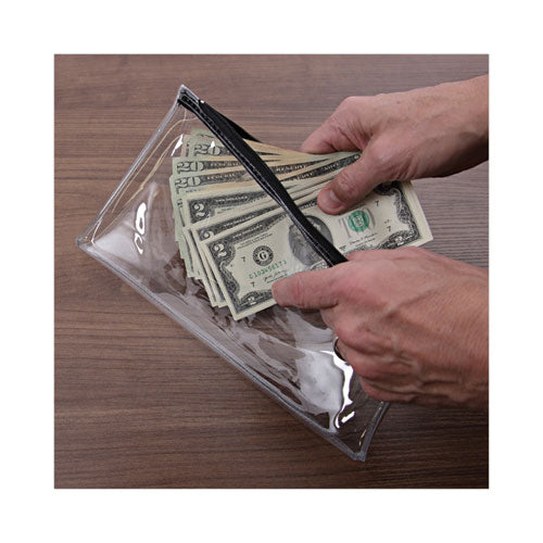 Image of Universal® Zippered Wallets/cases, Leatherette Pu, 11 X 6, Clear/black, 2/pack