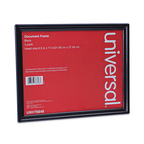 Image of Universal® All Purpose Document Frame, 8.5 x 11 Insert, Black, 3/Pack