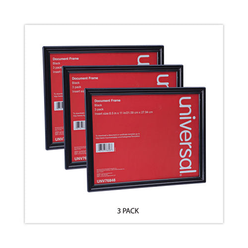 Image of Universal® All Purpose Document Frame, 8.5 x 11 Insert, Black, 3/Pack