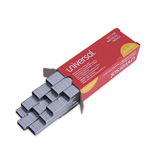 Image of Universal® Standard Chisel Point Staples, 0.25" Leg, 0.5" Crown, Steel, 5,000/Box, 5 Boxes/Pack, 25,000/Pack