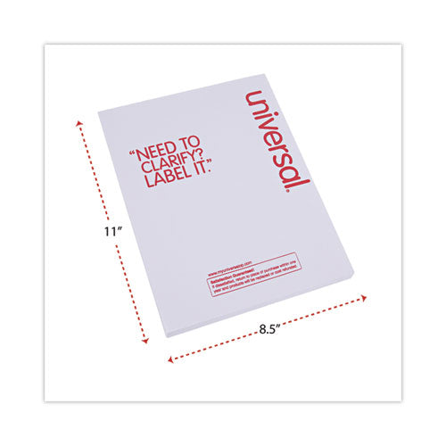 Image of Universal® White Labels, Inkjet/laser Printers, 5.5 X 8.5, White, 2/sheet, 100 Sheets/pack
