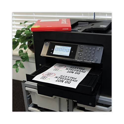 Image of Universal® White Labels, Inkjet/laser Printers, 5.5 X 8.5, White, 2/sheet, 100 Sheets/pack
