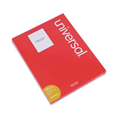 Image of Universal® Copier Mailing Labels, Copiers, 8.5 X 11, White, 100/box