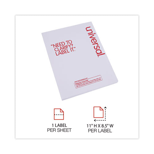 Image of Universal® Copier Mailing Labels, Copiers, 8.5 X 11, White, 100/box