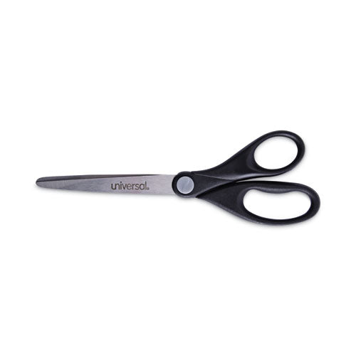 Image of Universal® Stainless Steel Office Scissors, 7" Long, 3" Cut Length, Straight Black Handle