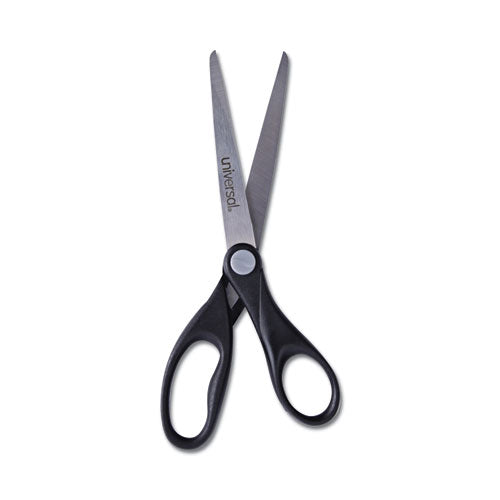 Image of Universal® Stainless Steel Office Scissors, 7" Long, 3" Cut Length, Straight Black Handle