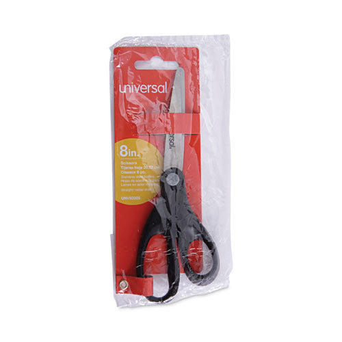Image of Universal® Stainless Steel Office Scissors, 8" Long, 3.75" Cut Length, Straight Black Handle