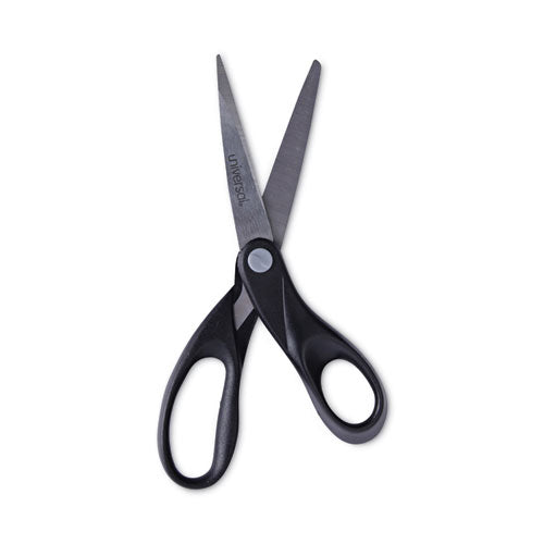 Image of Universal® Stainless Steel Office Scissors, 8" Long, 3.75" Cut Length, Straight Black Handle