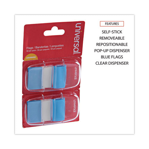 Image of Universal® Page Flags, Blue, 50 Flags/dispenser, 2 Dispensers/pack